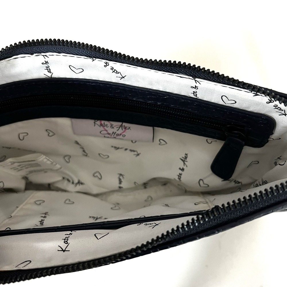 Kate & Alex Crossbody Bag Navy Blue Crocodile‎ Convertible Clutch Adjustable - Picture 3 of 5